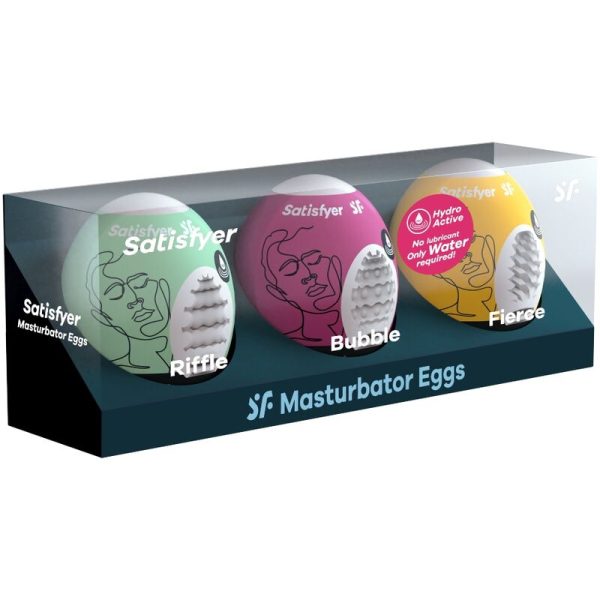 SATISFYER - 3 UOVA MASTURBATORI RIFFLE, BUBBLE E FIERCE - immagine 2