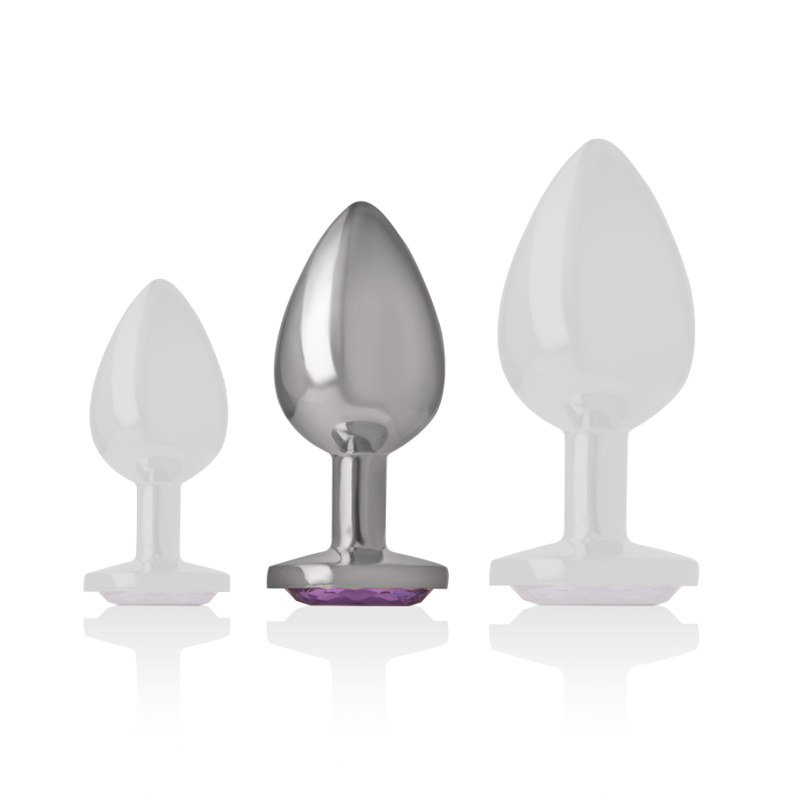 INTENSE - PLUG ANALE IN METALLO ALLUMINIO CON CRISTALLO VIOLA TAGLIA M - immagine 5