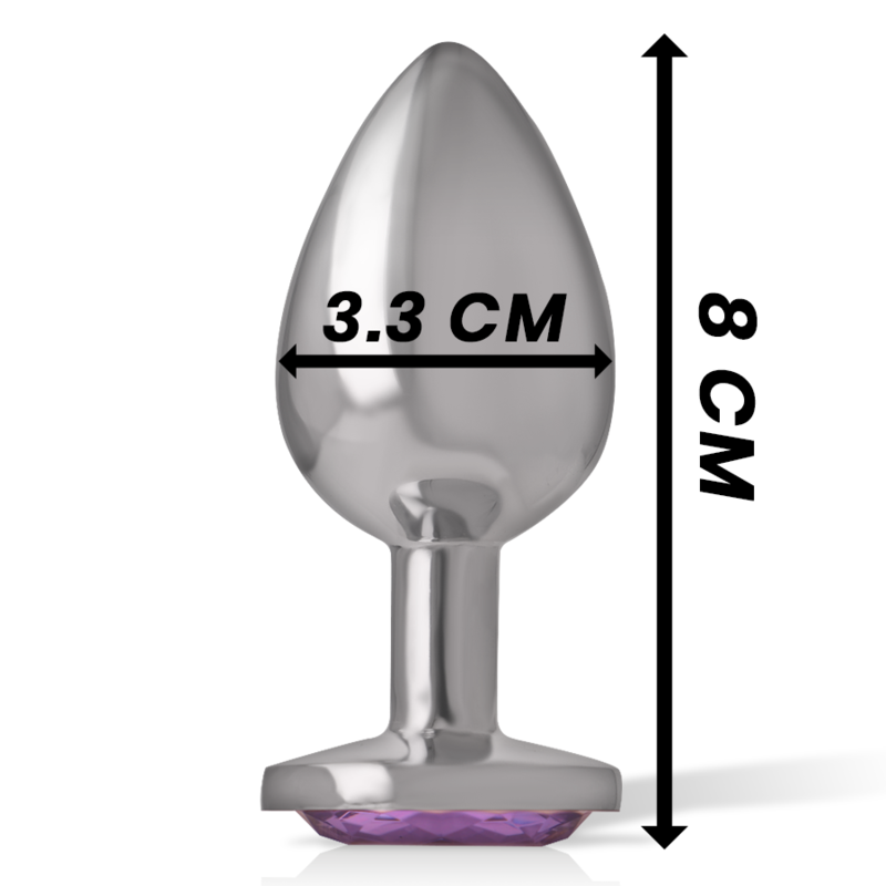 INTENSE - PLUG ANALE IN METALLO ALLUMINIO CON CRISTALLO VIOLA TAGLIA M - immagine 4