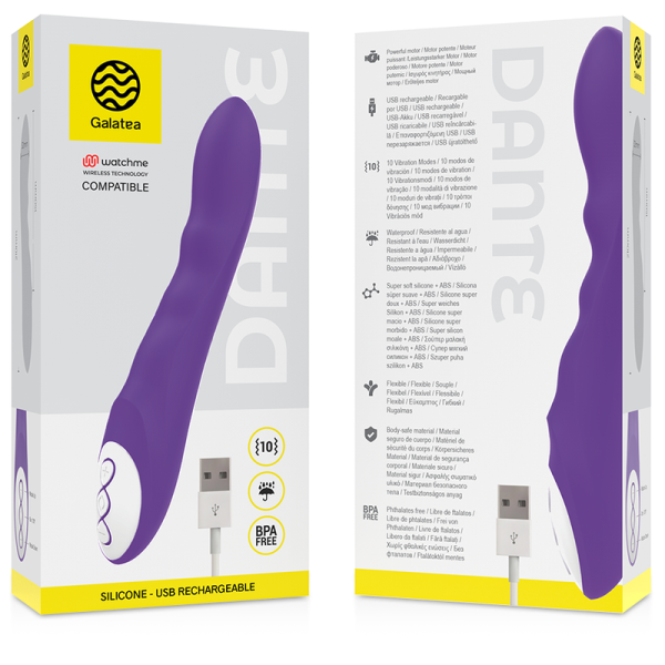 GALATEA - VIBRATORE DANTE LILLA COMPATIBILE CON TECNOLOGIA WIRELESS WATCHME - immagine 2