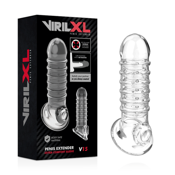 VIRILXL - ESTENSIONE E GUAINA PER PENE V15 TRASPARENTE - immagine 2