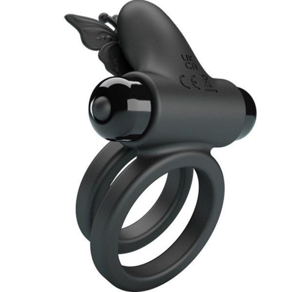 PRETTY LOVE - DOPPIO ANELLO VIBRANTE CON STIMOLATORE NERO - immagine 4