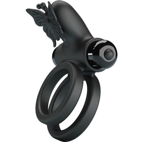 PRETTY LOVE - DOPPIO ANELLO VIBRANTE CON STIMOLATORE NERO - immagine 5