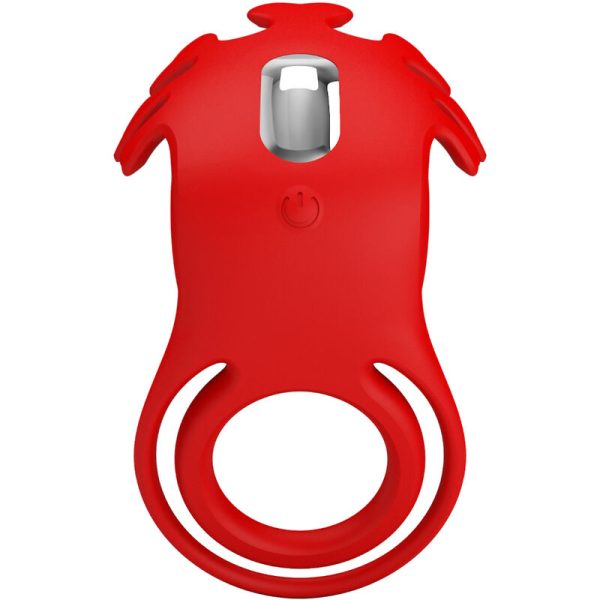 PRETTY LOVE - ANELLO VIBRATORE RUBEN 7 VIBRAZIONI IN SILICONE ROSSO - immagine 4