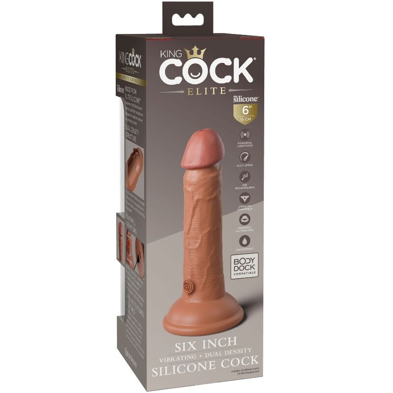 KING COCK - ELITE DILDO REALISTICO VIBRANTE E SILICONE 15.2 CM CARAMEL - immagine 5