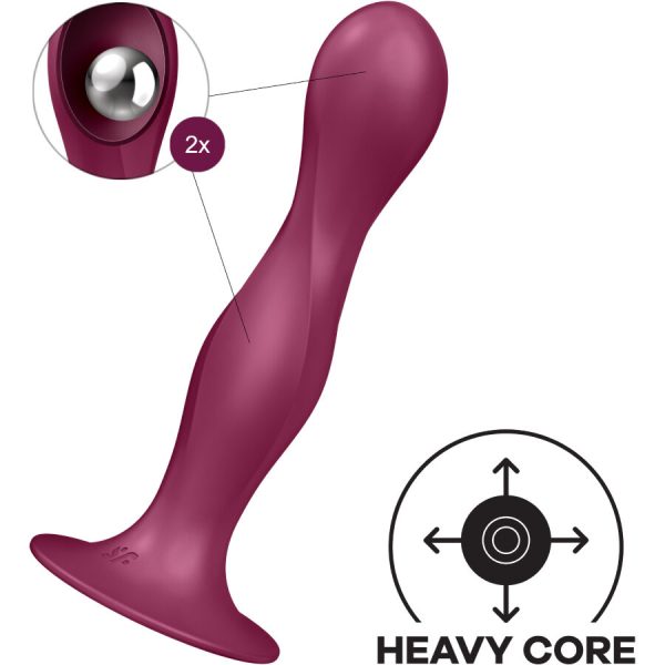 SATISFYER - DOUBLE BALL-R DILDO SILICONA GRANATE - immagine 3