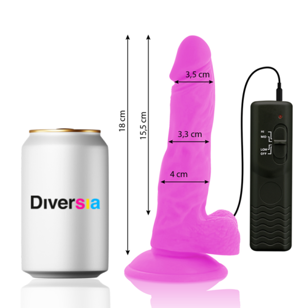 DIVERSIA - DILDO VIBRANTE FLESSIBILE VIOLA 18 CM -O- 4 CM - immagine 2