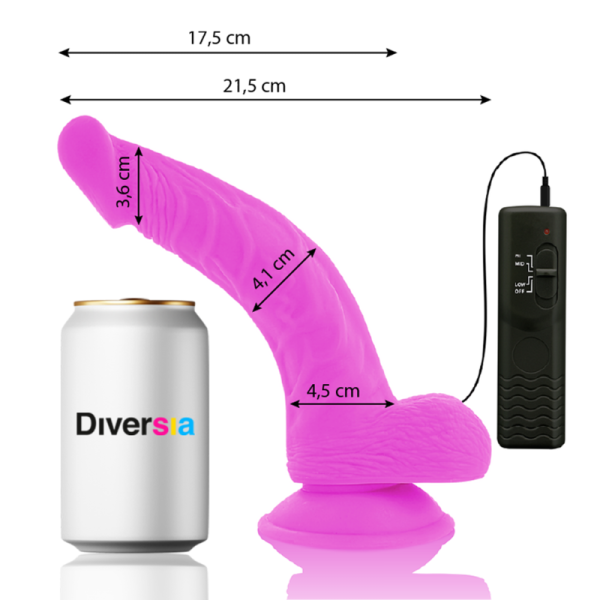 DIVERSIA - DILDO VIBRANTE FLESSIBILE VIOLA 21.5 CM -O- 4.5 CM - immagine 2