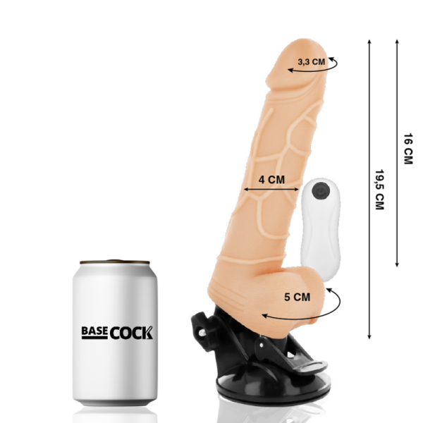 BASECOCK - VIBRATORE REALISTICO TELECOMANDO NATURALE CON TESTICOLI 19.5 CM -O- 4 CM - immagine 2