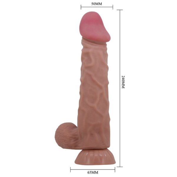 PRETTY LOVE - DILDO REALISTICO SLIDING SKIN SERIES CON VENTOSA SCORREVOLE DELLA PELLE MARRONE 24 CM - immagine 5