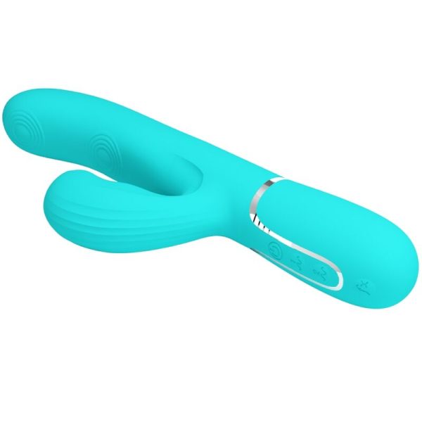 PRETTY LOVE - VIBRATORE MULTIFUNZIONE PERLITA 3 IN 1 G-SPOT VERDE ACQUA - immagine 5