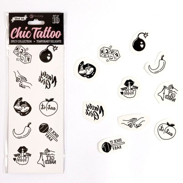 SECRET PLAY - SET DI 10 TATUAGGI TEMPORANEI DELLA COLLEZIONE SPICY - immagine 2
