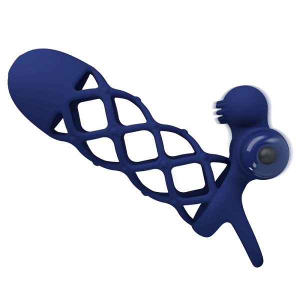 PRETTY LOVE - GIANN ANELLO VIBRATORE CON GUAINA IN SILICONE BLU - immagine 2