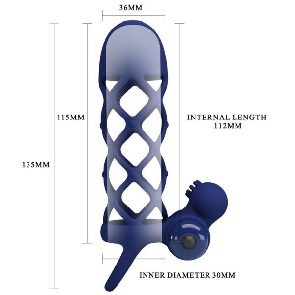 PRETTY LOVE - GIANN ANELLO VIBRATORE CON GUAINA IN SILICONE BLU - immagine 4