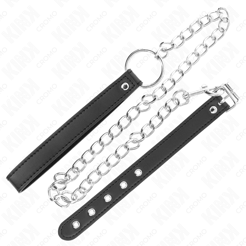 KINK - ANELLO PER PENE IN PELLE 21,5 X 2 CM CON CATENA IN METALLO DA 60 CM E CINTURINO IN PELLE - immagine 4
