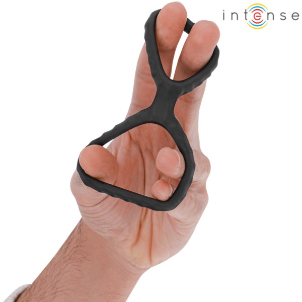 INTENSE - DEWEY DOPPIO ANELLO PER PENE IN SILICONE MODELLO NERO 2 - immagine 4