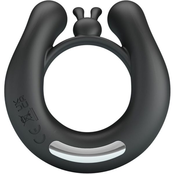 PRETTY LOVE - ANELLO VIBRANTE DAHLIA + STIMOLATORE CLITORIDEO 12 VIBRAZIONI NERO - immagine 2