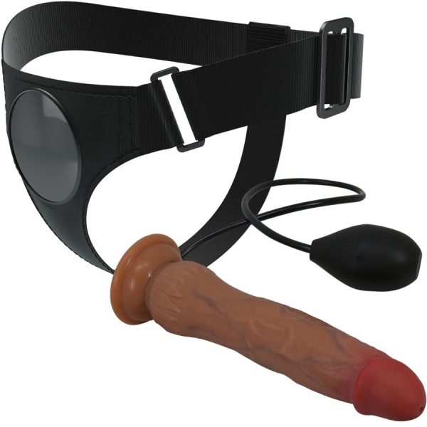 PRETTY LOVE - KYTON UNIVERSAL HARNESS SLIP CON DILDO SQUIRTING 19 CM MULATO - immagine 4