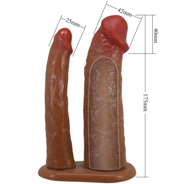 PRETTY LOVE - YAIRON DOPPIO GUAINA PER PENE CON ESTENSIONE 4 CM MULATTO - immagine 5