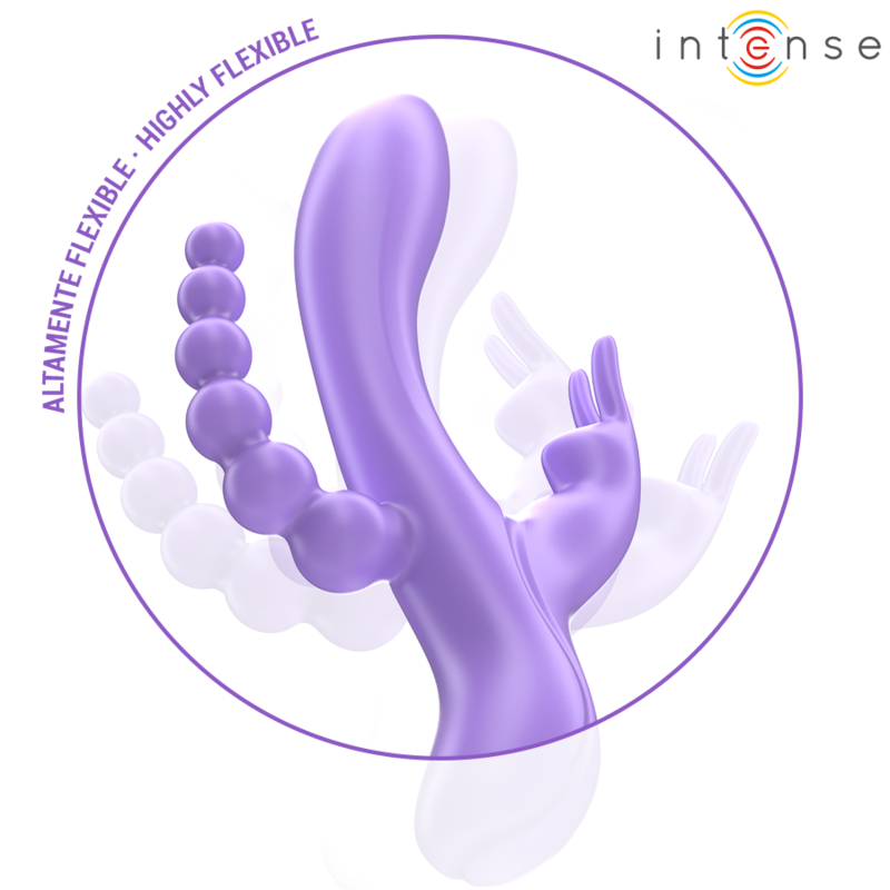 INTENSE - MIKO TRIPLO VIBRATORE CONIGLIO STIMOLATORE ANALE 7 VIBRAZIONI VIOLA - immagine 4