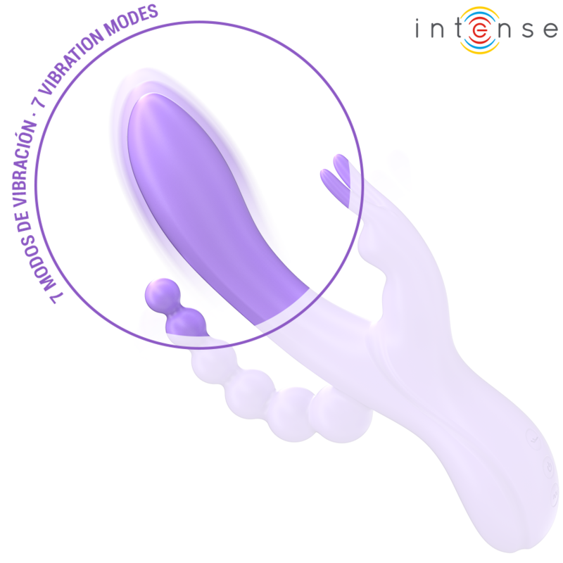 INTENSE - MIKO TRIPLO VIBRATORE CONIGLIO STIMOLATORE ANALE 7 VIBRAZIONI VIOLA - immagine 5
