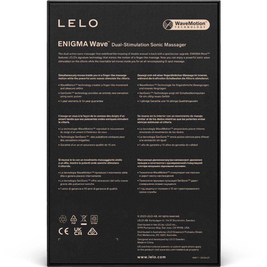 LELO - ENIGMA WAVE MASSAGGIATORE A TRIPLA VIBRAZIONE NERO - immagine 5