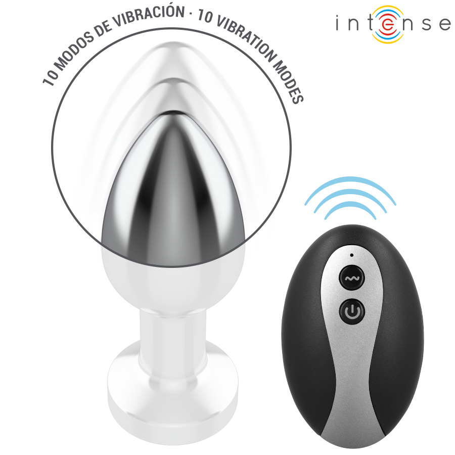 INTENSE - PLUG ANALE VIBRANTE IN METALLO CON LUCI LED E TELECOMANDO - TAGLIA S - immagine 4