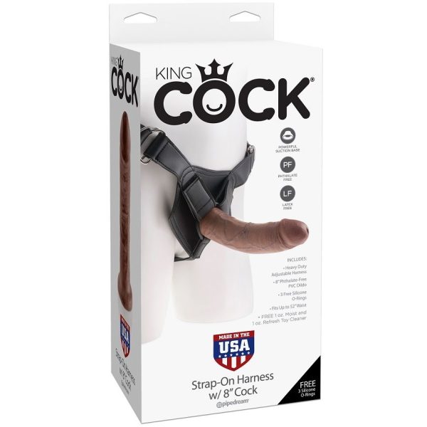 KING COCK - IMBRACATURA PER CAZZO KING CON PENE MARRONE REALISTICO 20,3 CM - immagine 3