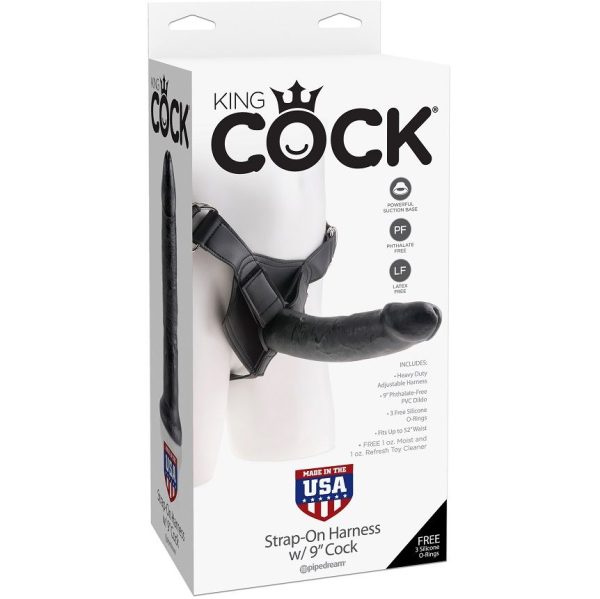 KING COCK - IMBRACATURA PER CAZZO KING CON PENE NERO REALISTICO 22,9 CM - immagine 4