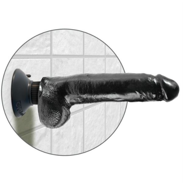 KING COCK - DILDO VIBRANTE CON TESTICOLI 23 CM NERO - immagine 4