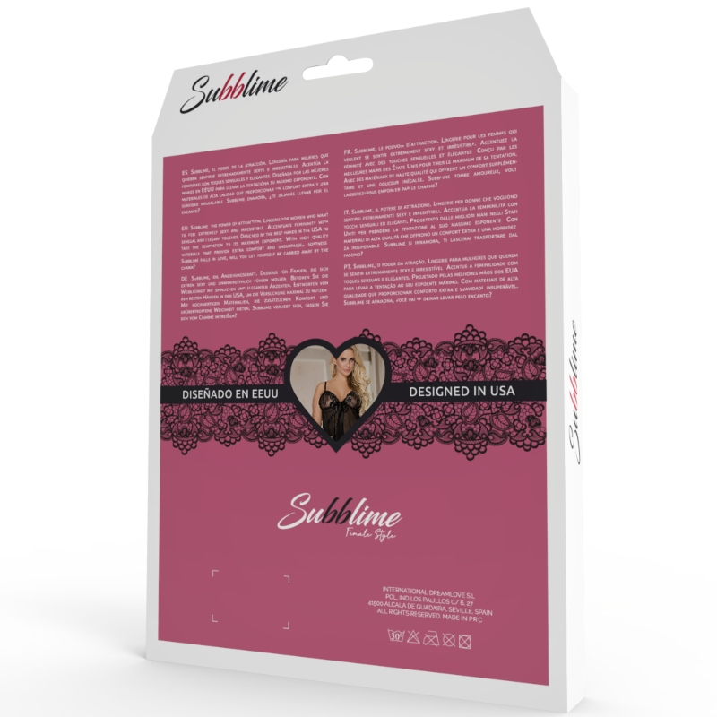 SUBBLIME - BABYDOLL LACCI FLOREALI NERO S / M - immagine 4