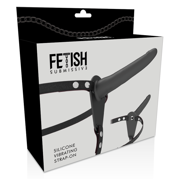 FETISH SUBMISSIVE HARNESS - VIBRATORE IN SILICONE NERO 15 CM - immagine 4