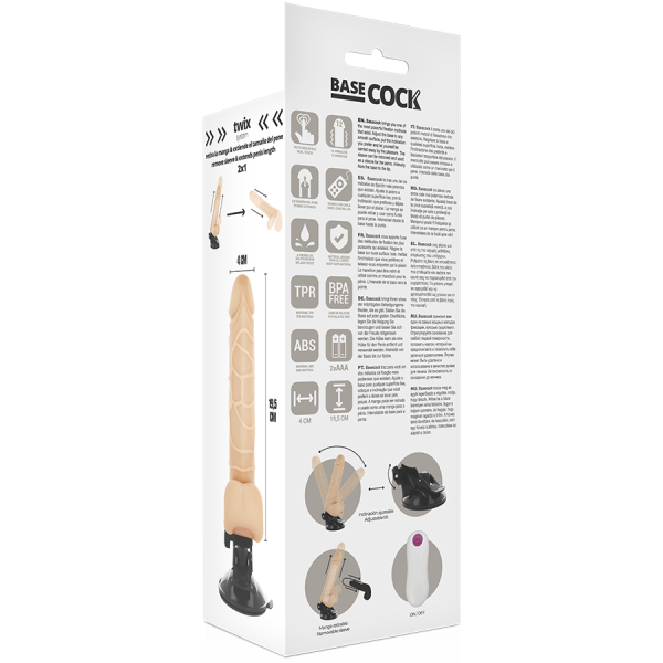 BASECOCK - VIBRATORE REALISTICO TELECOMANDO NATURALE CON TESTICOLI 19.5 CM -O- 4 CM - immagine 5