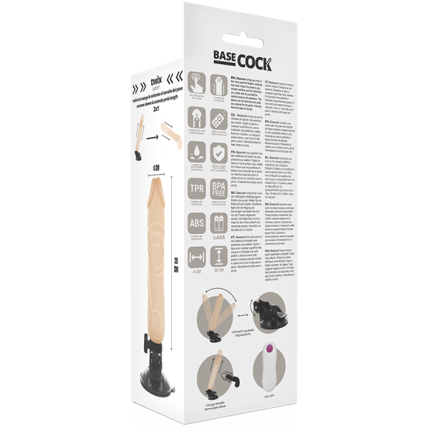 BASECOCK - VIBRATORE REALISTICO TELECOMANDO FLESH 20 CM -O- 4 CM - immagine 5
