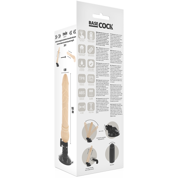 BASECOCK - VIBRATORE TELECOMANDO NATURALE REALISTICO 19.5 CM -O- 4 CM - immagine 5