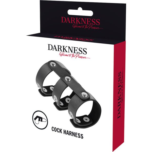DARKNESS - ANELLO DOPPIO PER PENE E TESTICOLI IN PELLE REGOLABILE - immagine 5