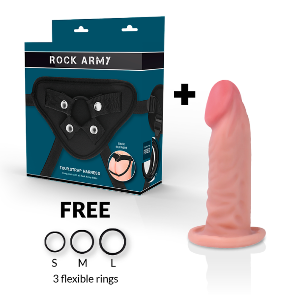 ROCKARMY - IMBRACATURA + DILDO REALISTICO TIGRE A DOPPIA DENSIT 14 CM -O- 4.46 CM - immagine 2